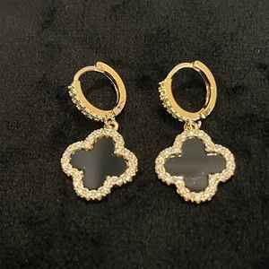 Black Clover Huggie Earrings